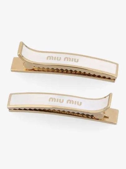 Engraved Logo Hair Pin Set White - MIU MIU - BALAAN 2