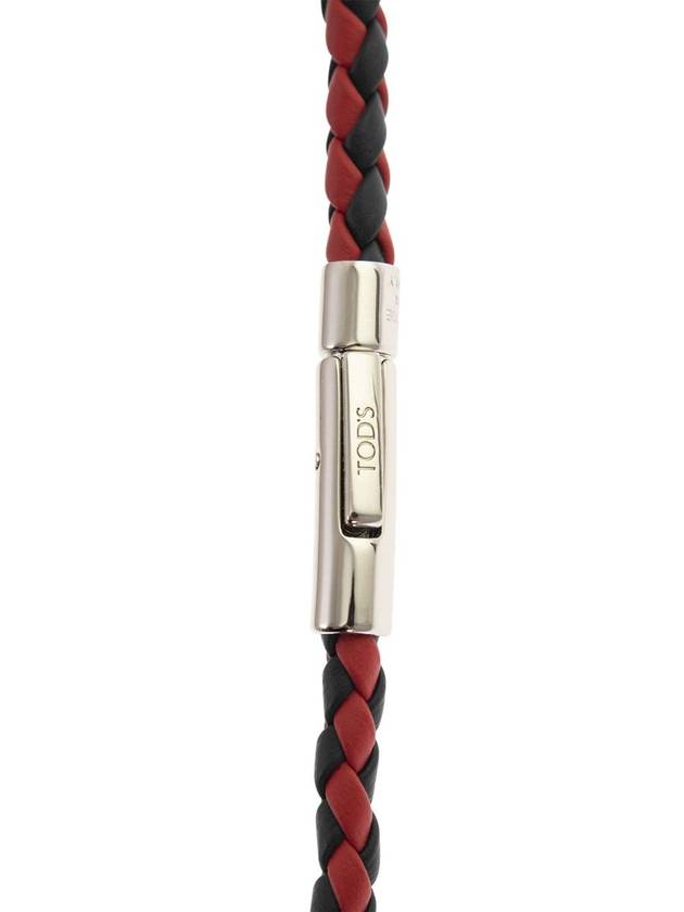 Men's Silver My Color Braided Weaving Bracelet Red Black - TOD'S - BALAAN 3