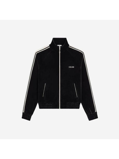 Velvet Jersey Track Jacket Black - CELINE - BALAAN 1