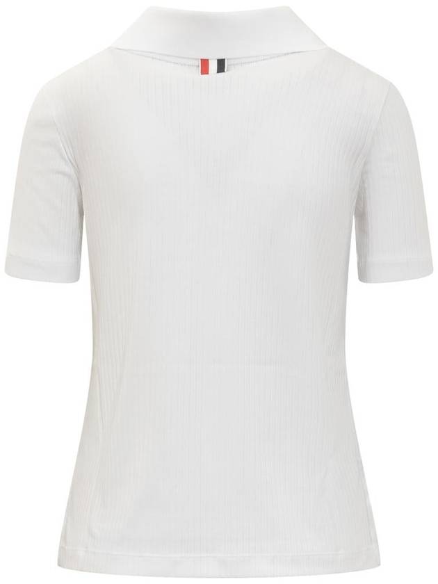 Three Stripes High Twist Rib Polo Shirt White - THOM BROWNE - BALAAN 3