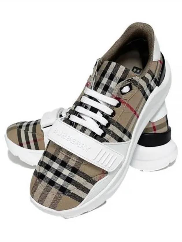 Vintage Check And Leather Sneakers White Archive Beige - BURBERRY - BALAAN 2