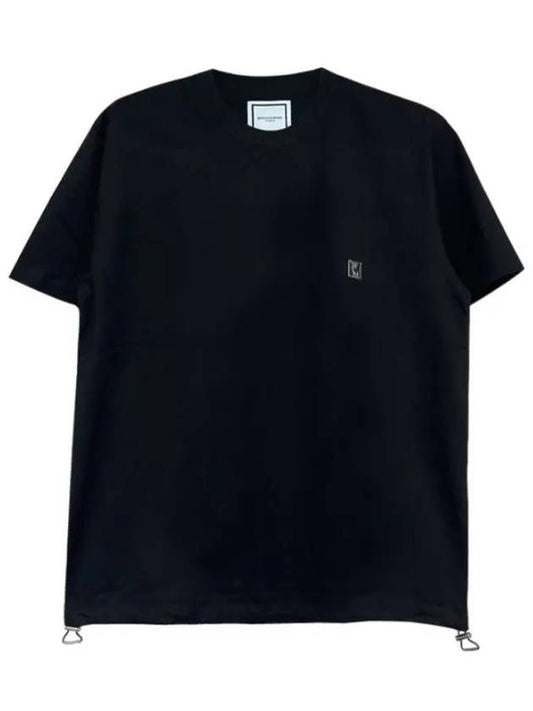 Men's String Detail Short Sleeve T-Shirt Black - WOOYOUNGMI - BALAAN 2