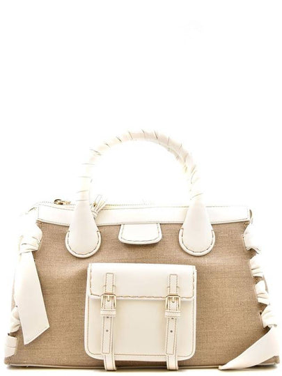 Edith Medium Day Linen Nappa Lambskin Calfskin Cross Tote Bag White - CHLOE - BALAAN 2