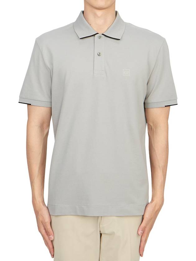 Men's Logo Patch Short Sleeve Polo Shirt Grey - CP COMPANY - BALAAN 2