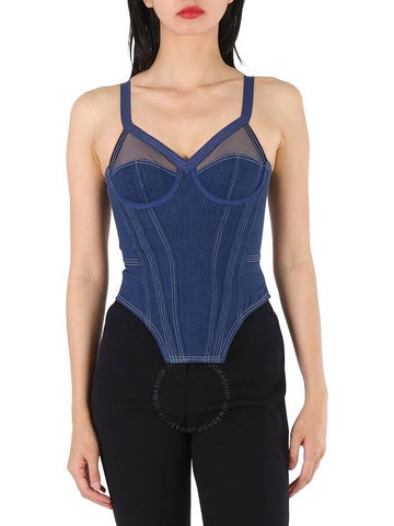 Burberry Ladies Dark Canvas Blue Denim Corset Top, Brand Size 4 (US Size 2) - BURBERRY - BALAAN 1