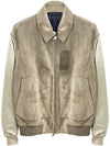 Men's Varsity Calfskin Bomber Jacket Beige - DIOR - BALAAN 2