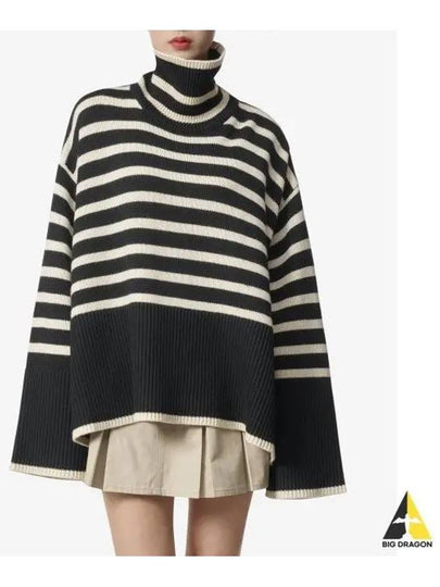 Signature Striped Turtleneck White Black - TOTEME - BALAAN 2