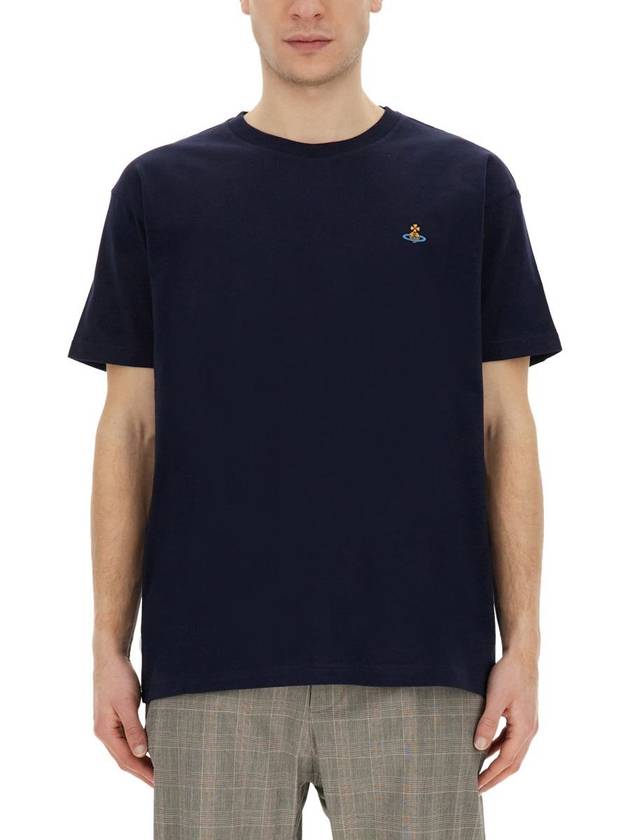 ORB Logo Cotton Short Sleeve T-Shirt Navy - VIVIENNE WESTWOOD - BALAAN 4