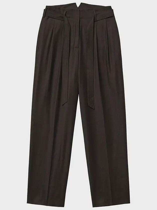 Belted Two-Chin Wide Slacks Brown - NOIRER FOR WOMEN - BALAAN 3