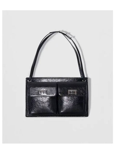 Billy Creased Leather Shoulder Bag Black - BY FAR - BALAAN 1