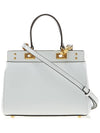 Small Rockstud Calfskin Alcove Tote Bag White - VALENTINO - BALAAN 4