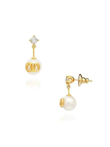 Valentino 5W2J0W80 HJY Y49 J0W80 Garavani V logo crystal pearl earrings - RED VALENTINO - BALAAN 1