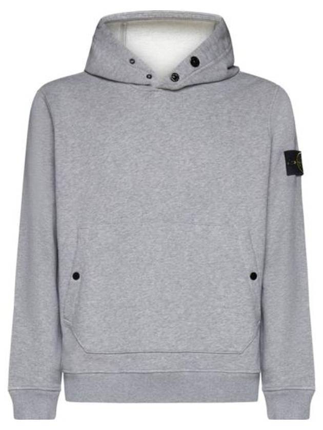 Snap Brushed Cotton Fleece Hoodie Grey - STONE ISLAND - BALAAN 1