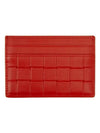 Bottega Veneta Grid Embossed Smooth Leather Card Holder Red - BOTTEGA VENETA - BALAAN 3