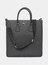 Triangle Logo Saffiano Tote Bag Black - PRADA - BALAAN 4