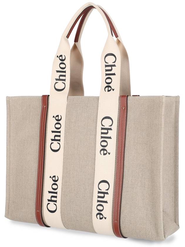 Woody Large Tote Bag White Brown Beige - CHLOE - BALAAN 3