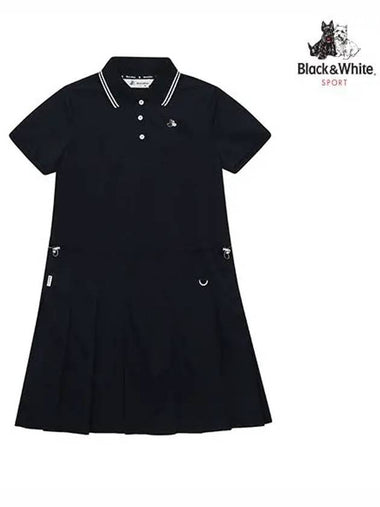 Pleated Short Sleeve Dress 3003LZOPNAVY - BLACK&WHITE - BALAAN 1