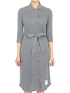 Women's Belted Shirt Midi Dress Grey - THOM BROWNE - BALAAN 3