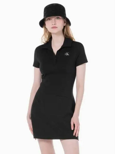 Jeans Milan Utility Polo Short Dress Black - CALVIN KLEIN - BALAAN 2