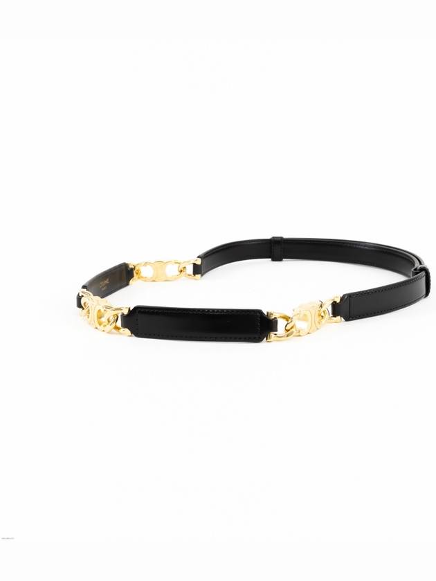 Small Gourmet Triomphe Leather Belt Black - CELINE - BALAAN 3