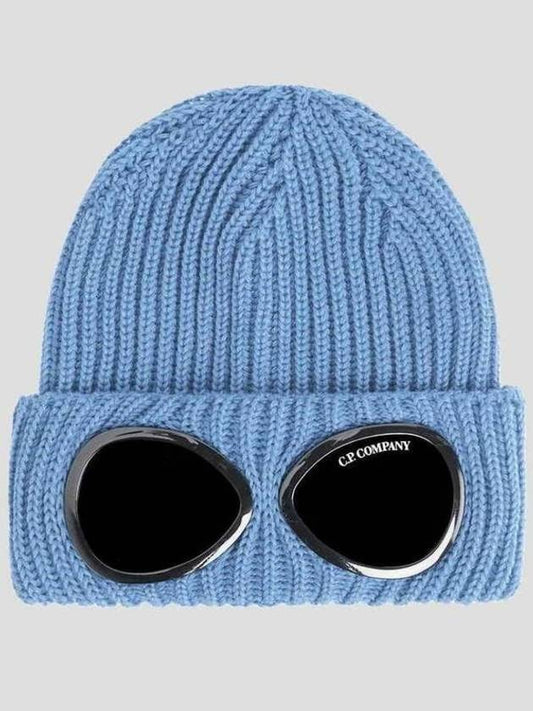 Signature Goggles Extra Fine Wool Beanie Blue - CP COMPANY - BALAAN 2