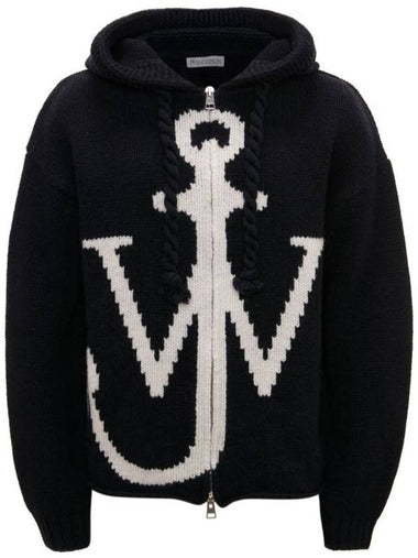 Anchor Logo Wool Zip-Up Hoodie Navy - JW ANDERSON - BALAAN 1