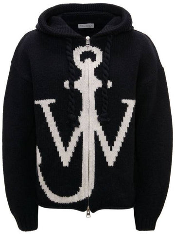 Anchor Logo Wool Zip-Up Hoodie Navy - JW ANDERSON - BALAAN 1