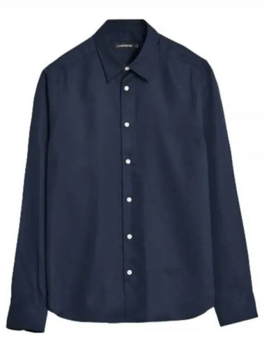 Comfort Tencel Slim Long Sleeve Shirt Navy - J.LINDEBERG - BALAAN 1