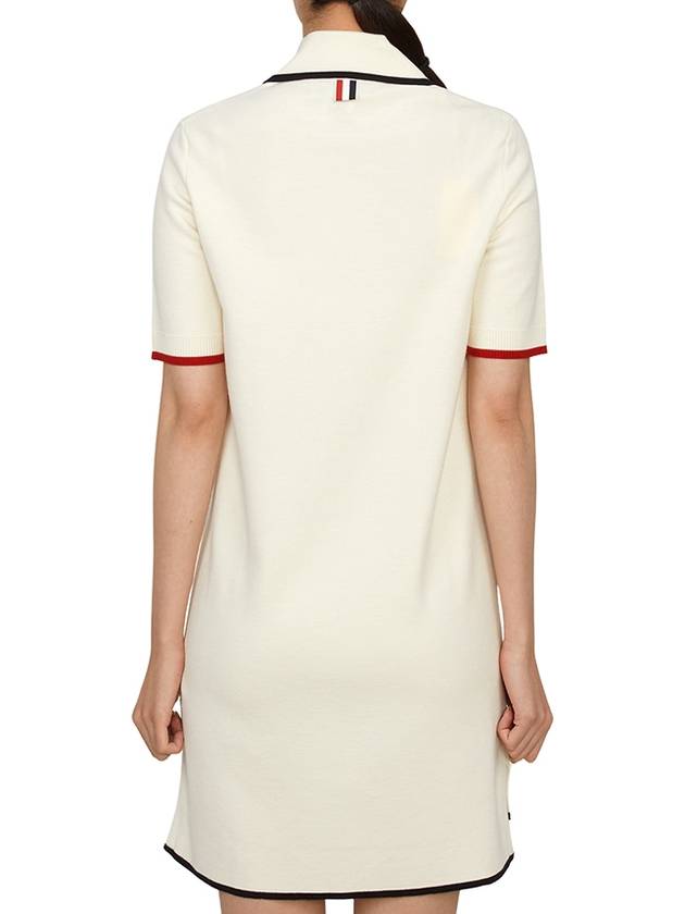 Milano Stitch Zip-Up Polo Short Dress White - THOM BROWNE - BALAAN 4