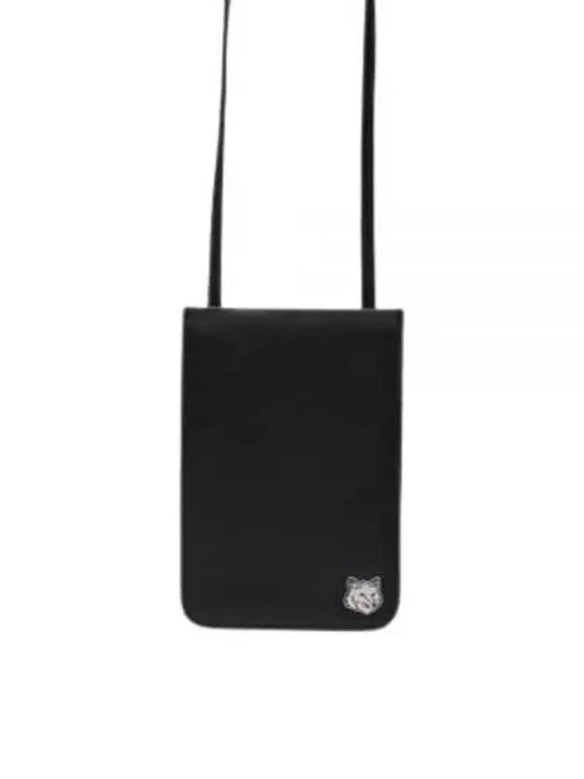 Fox Head Leather Messenger Cross Bag Black - MAISON KITSUNE - BALAAN 2