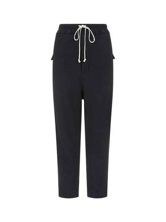 WOMEN Drawstring Cropped Wool Pants Black 271373 - RICK OWENS - BALAAN 1