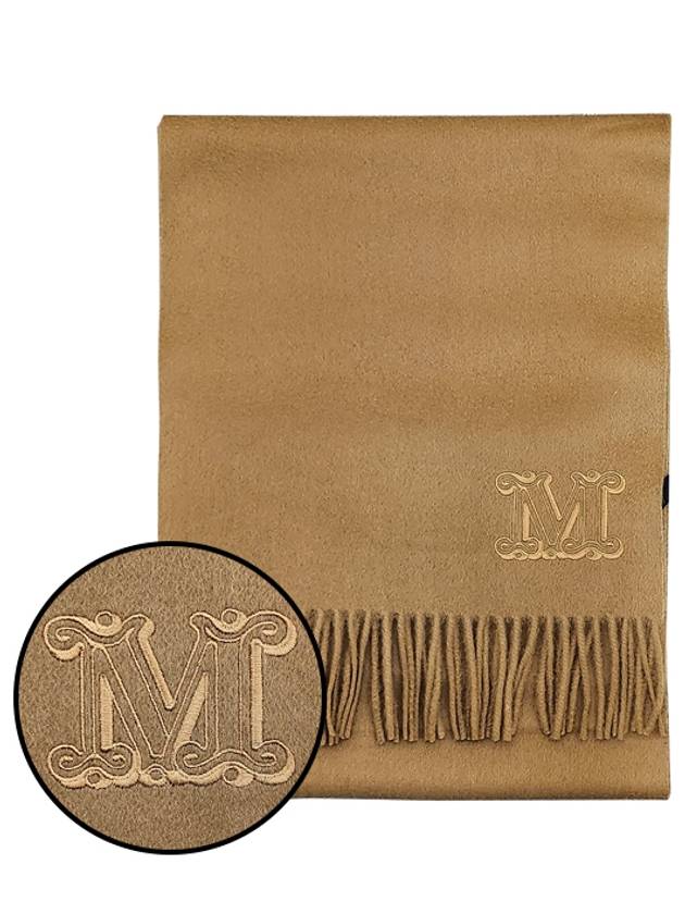 Wsdahlia Embroid M Logo Fringe Cashmere Muffler Camel - MAX MARA - BALAAN 2