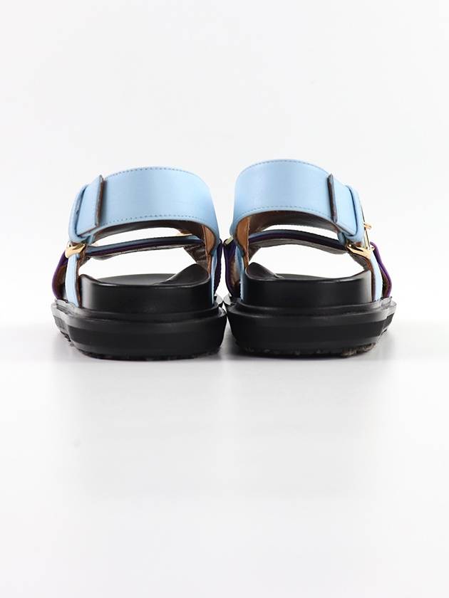 Women's Fussbett Cross Strap Sandals Light Blue Purple - MARNI - BALAAN.