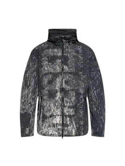 J Brick Rain Camo Print Hooded Windbreaker Black - DIESEL - BALAAN 2