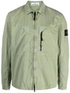 Wappen Patch Old Treatment Zip-Up Overshirt Sage Green - STONE ISLAND - BALAAN 1