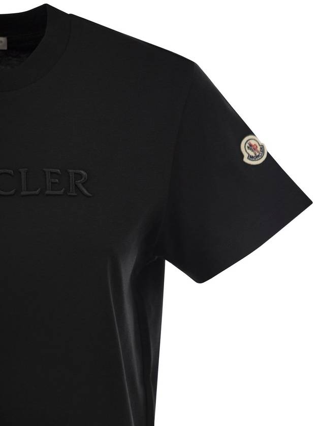 Cotton T-shirt with tone-on-tone embroidered logo - MONCLER - BALAAN 4