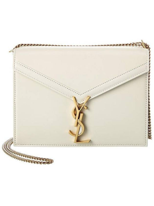 Cassandra Medium Chain Bag in Grain de Poudre Embossed Leather Ivory - SAINT LAURENT - BALAAN 1