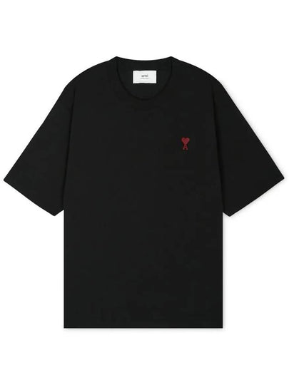 Small Heart Logo Boxy Fit Short Sleeve T-Shirt Black - AMI - BALAAN 2