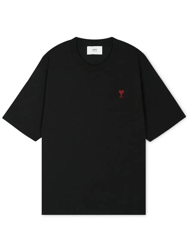 Small Heart Logo Boxy Fit Short Sleeve T-Shirt Black - AMI - BALAAN 4