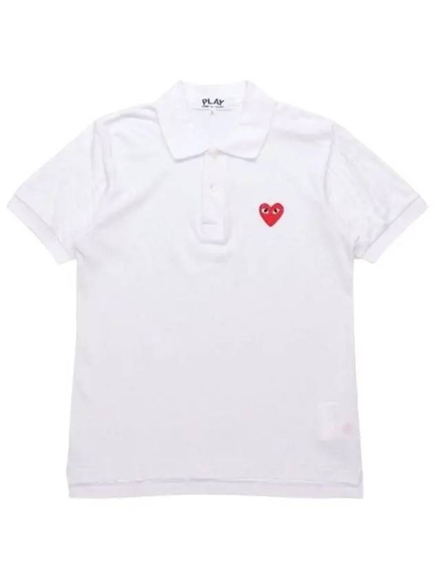 Red Heart Wappen Polo Shirt P1 T006 5 White - COMME DES GARCONS - BALAAN 2