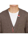 Men's Jersey Stitch V-Neck Cardigan Brown - THOM BROWNE - BALAAN 9