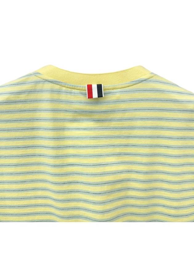 Striped Jersey Pocket Short Sleeve T-Shirt Green Yellow - THOM BROWNE - BALAAN 6