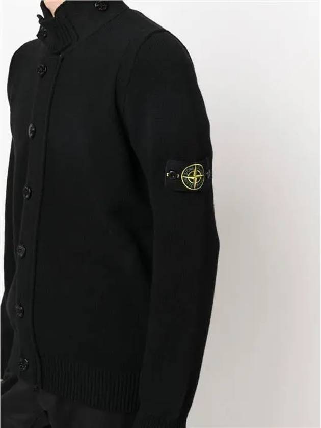 Lambswool Knit Cardigan Black - STONE ISLAND - BALAAN 6