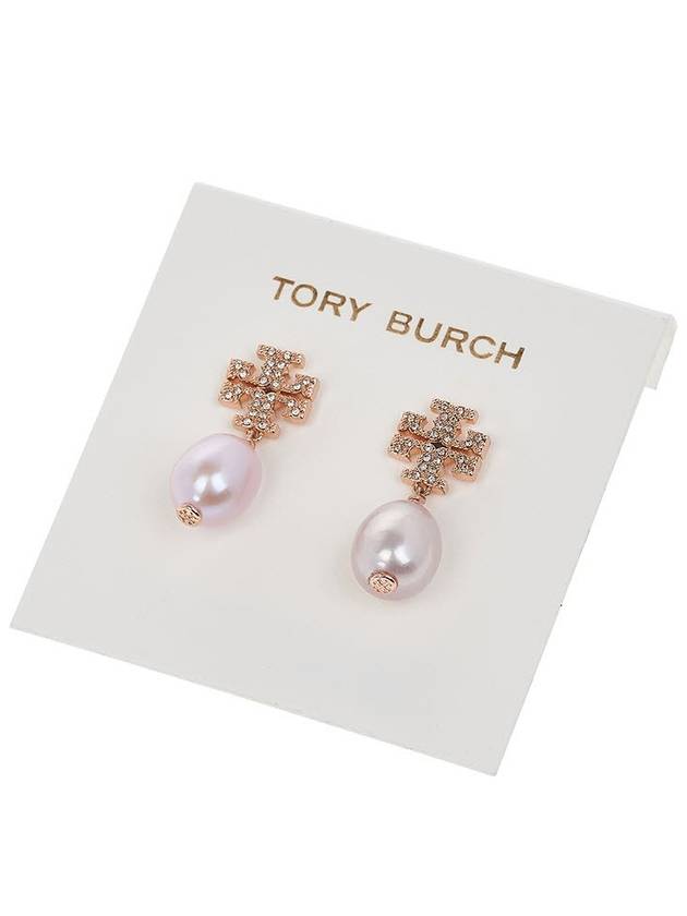 Kira Pave Pearl Drop Earrings Rose - TORY BURCH - BALAAN 8