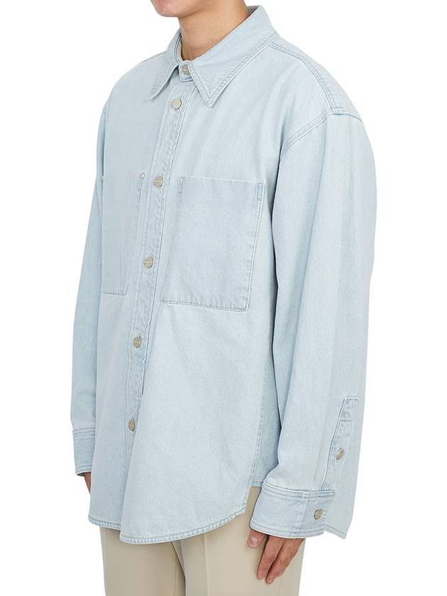 Back Logo Denim Cotton Long Sleeve Shirt Blue - WOOYOUNGMI - BALAAN 6