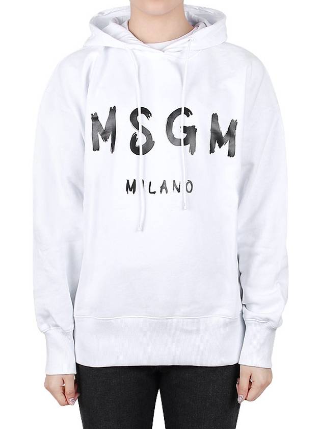 Milano Brushed Logo Print Hoodie White - MSGM - BALAAN 3