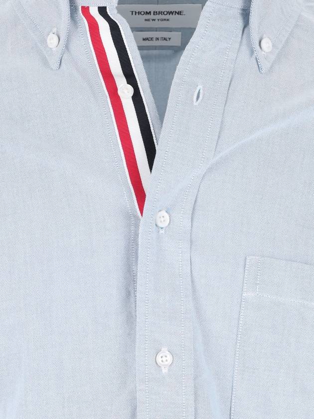 Men's Logo Patch Classic Cotton Long-Sleeved Shirt White Light Blue - THOM BROWNE - BALAAN 6