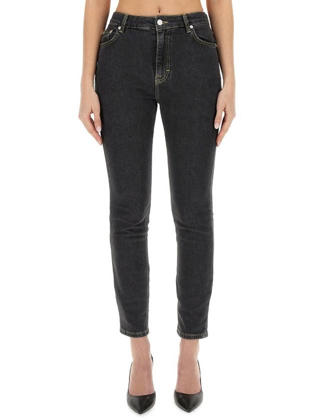 Denim Straight Pants 03273238 1555 BLACK - MOSCHINO - BALAAN 2