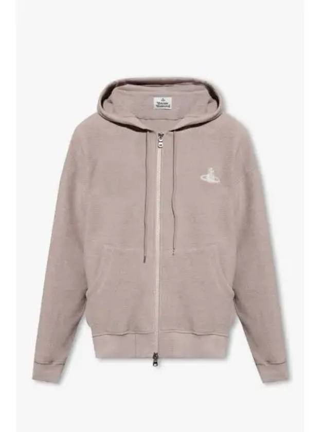 of Logo Organic Cotton Hooded Zip-Up Gray Mink - VIVIENNE WESTWOOD - BALAAN.