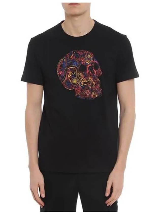 Skull Skull Printing Short Sleeve T-Shirt Black - ALEXANDER MCQUEEN - BALAAN 3